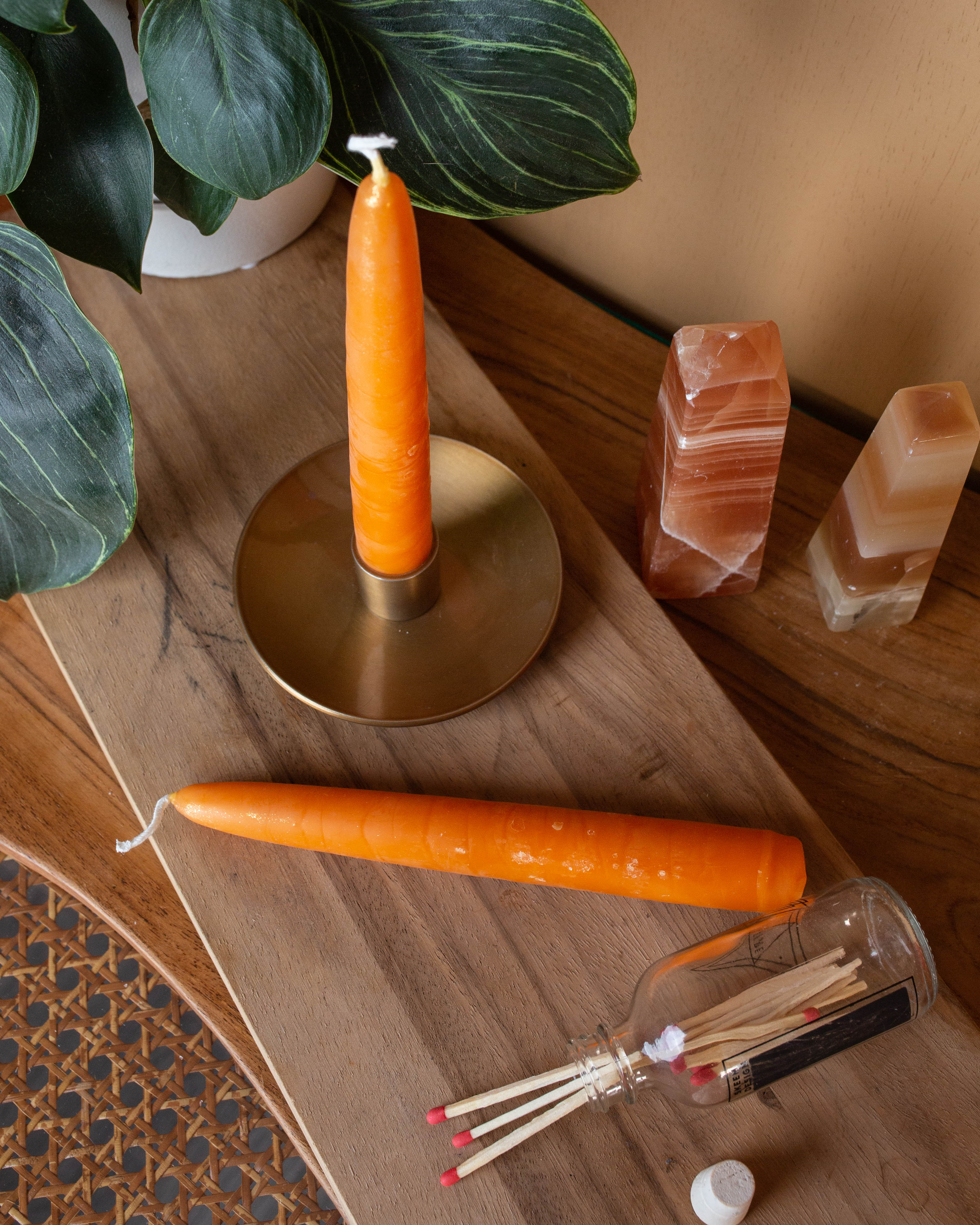 Orange Taper Candle Duo